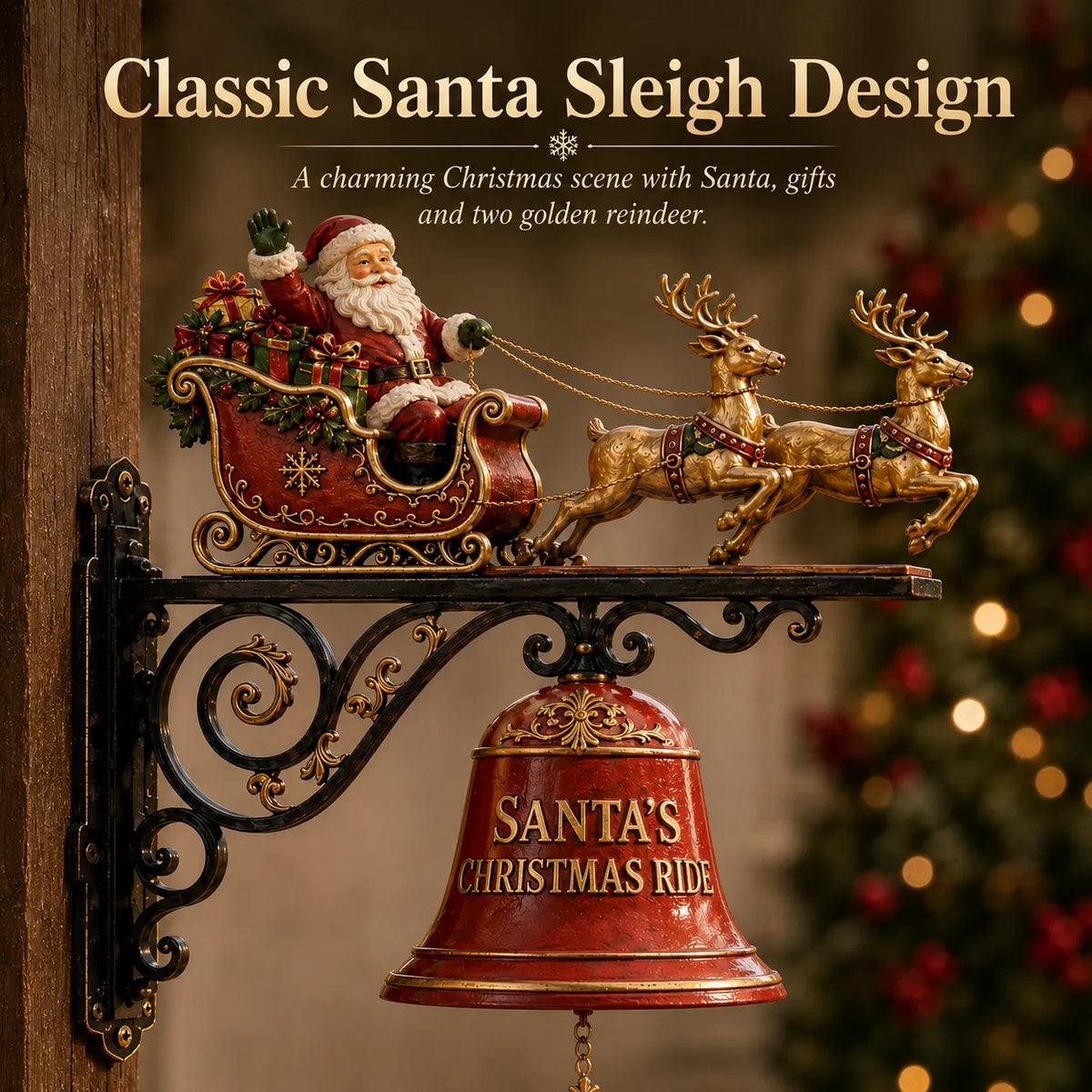 🎅 Santa Sleigh with Reindeer & Bell | 3D Christmas Outdoor Decoration🔔