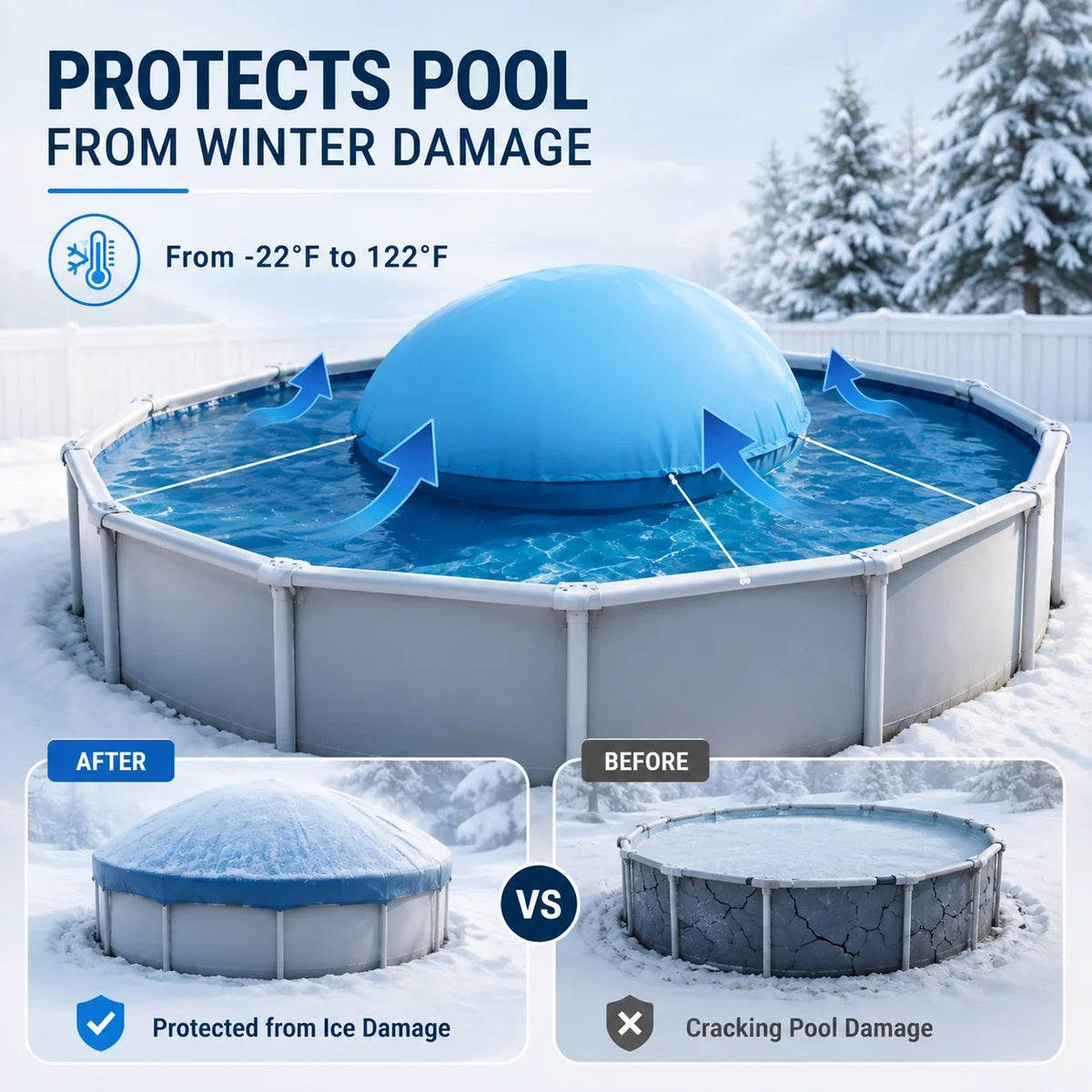 ☔Uirway Heavy‑Duty PVC Winter Pool Pillow for Above‑Ground Pools