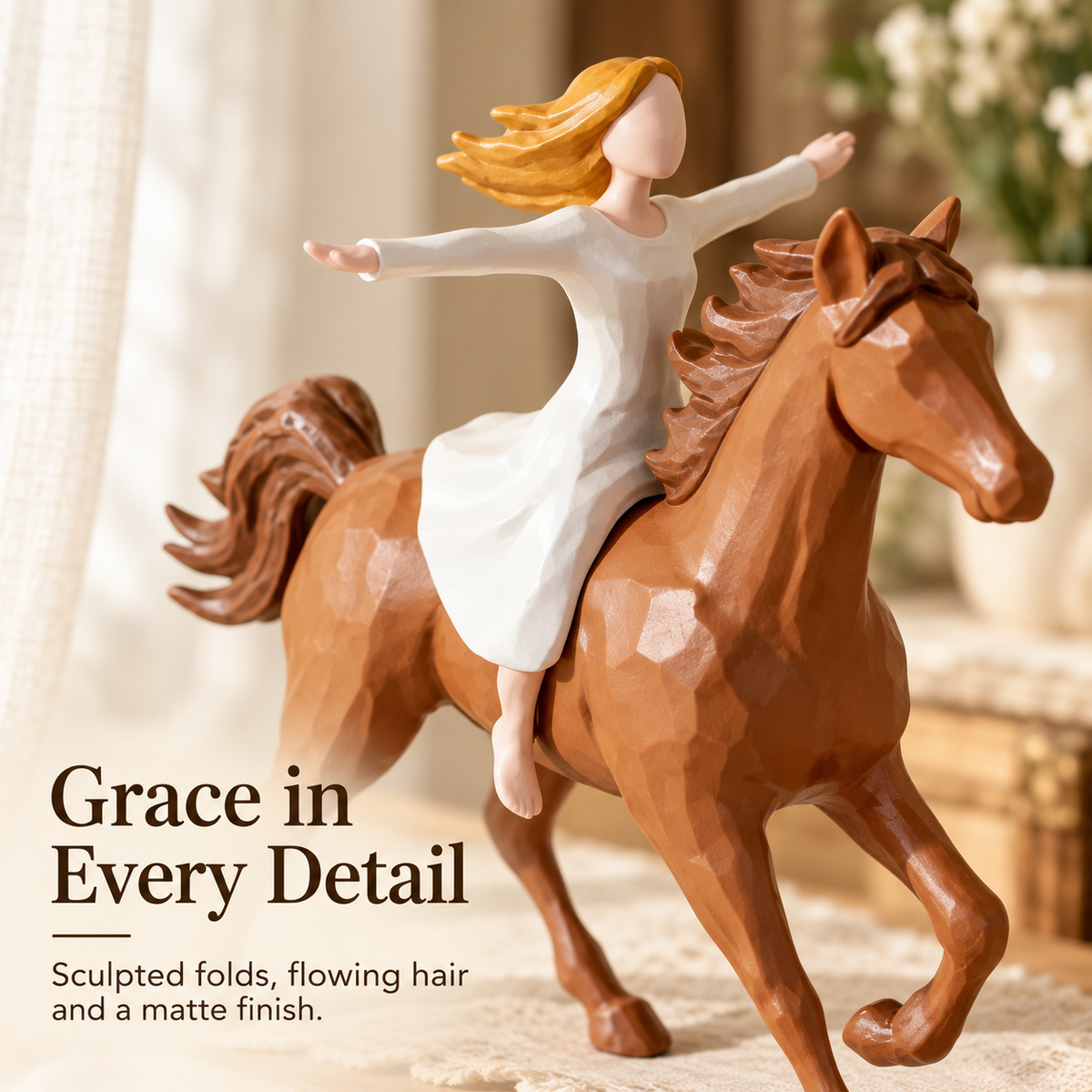 🤎 Forever Free: A Girl and Her Horse Resin Figurine 🐴