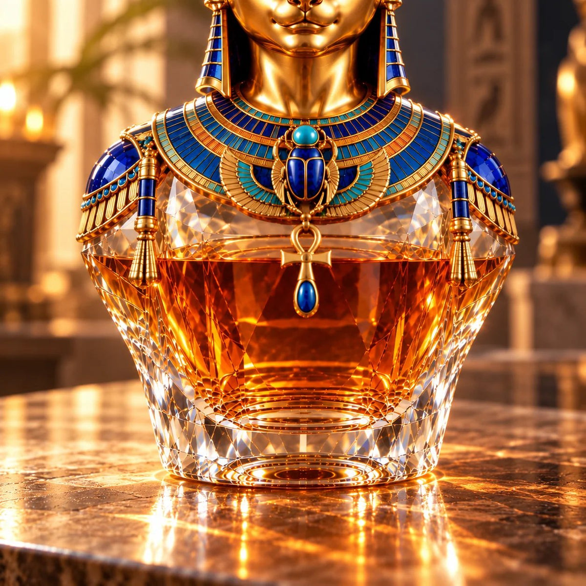🐈 Bastet’s Royal Legacy Whiskey Decanter – Golden Egyptian Cat Collector’s Edition 🏺