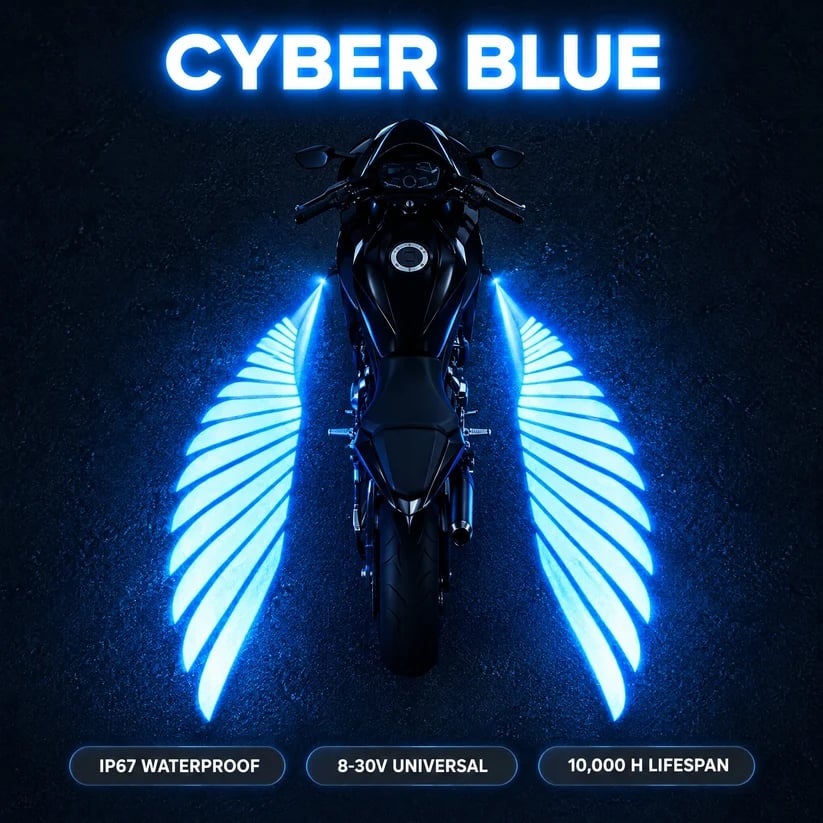 🏍️ Angel Wing Motorcycle LED Projector Lights