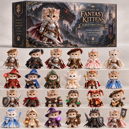 🐉 24 Days of Fantasy Kittens Advent Calendar – Knight & Dragon Collection 🐱