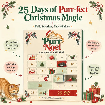 Cat Advent Calendar 2026 - 25 Days of Christmas Treats for Kittens, Holiday Gift Box with Interactive Toys & Snacks