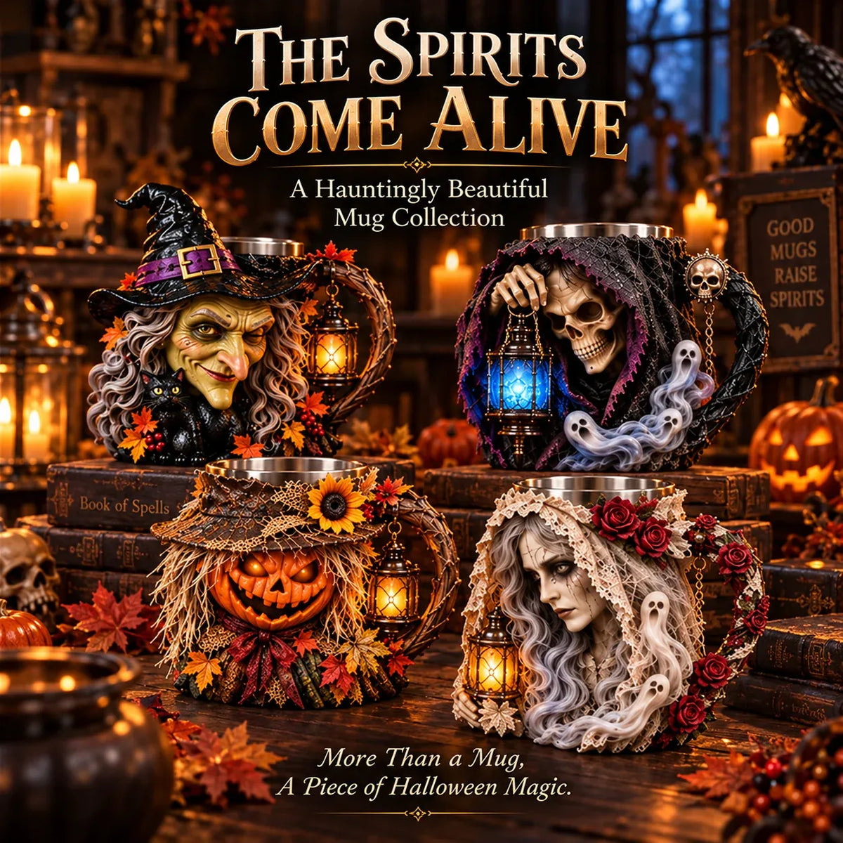 3D Halloween Character Mug Collection | 4 Sculpted Spooky Designs for Coffee, Décor & Collectors 👻