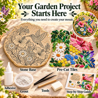 ⏳ Last Day 49% OFF – 🐦 Beginner-Friendly Hummingbird Wildflower Mosaic DIY Kit | Complete Kit with Mosaic Pieces, Tools & Guide Included 💕