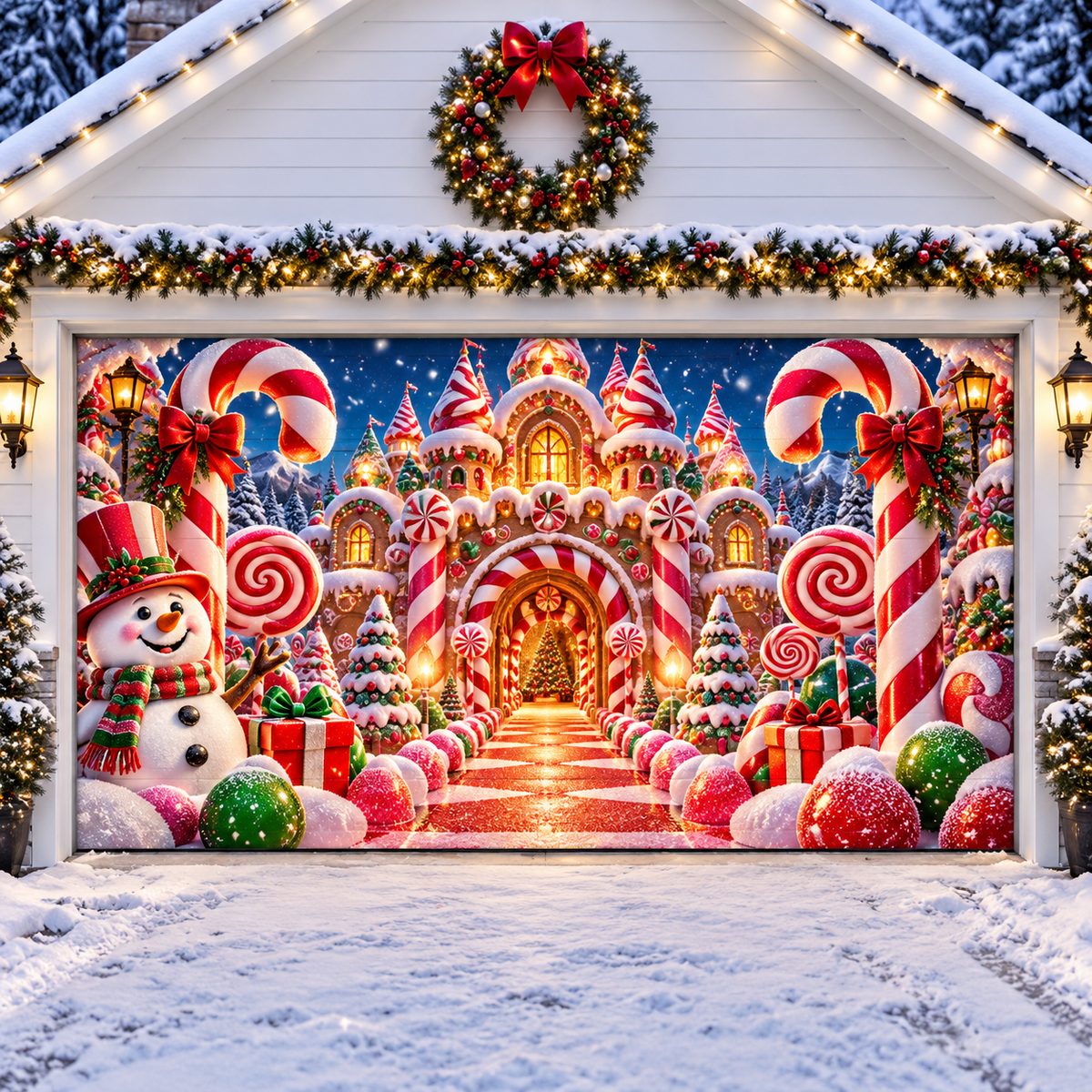 🔥LAST DAY 50% OFF🎄 Christmas Garage Door Cover 🚗✨
