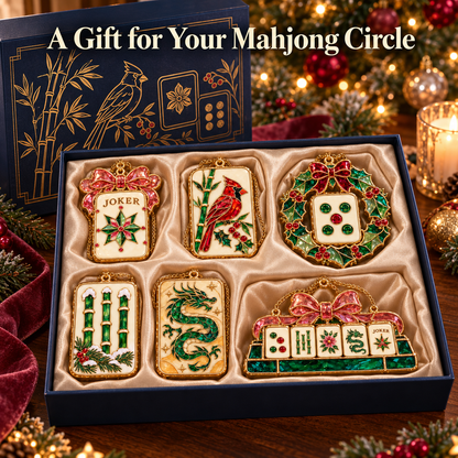 Merry Mahjong Christmas Ornaments – 6-Piece Holiday Gift Set for Mahjong Lovers