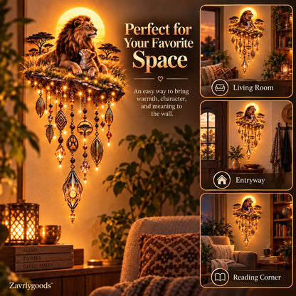 Majestic Savannah Family Glow™ – Lion & Cub Illuminated Wall Decor