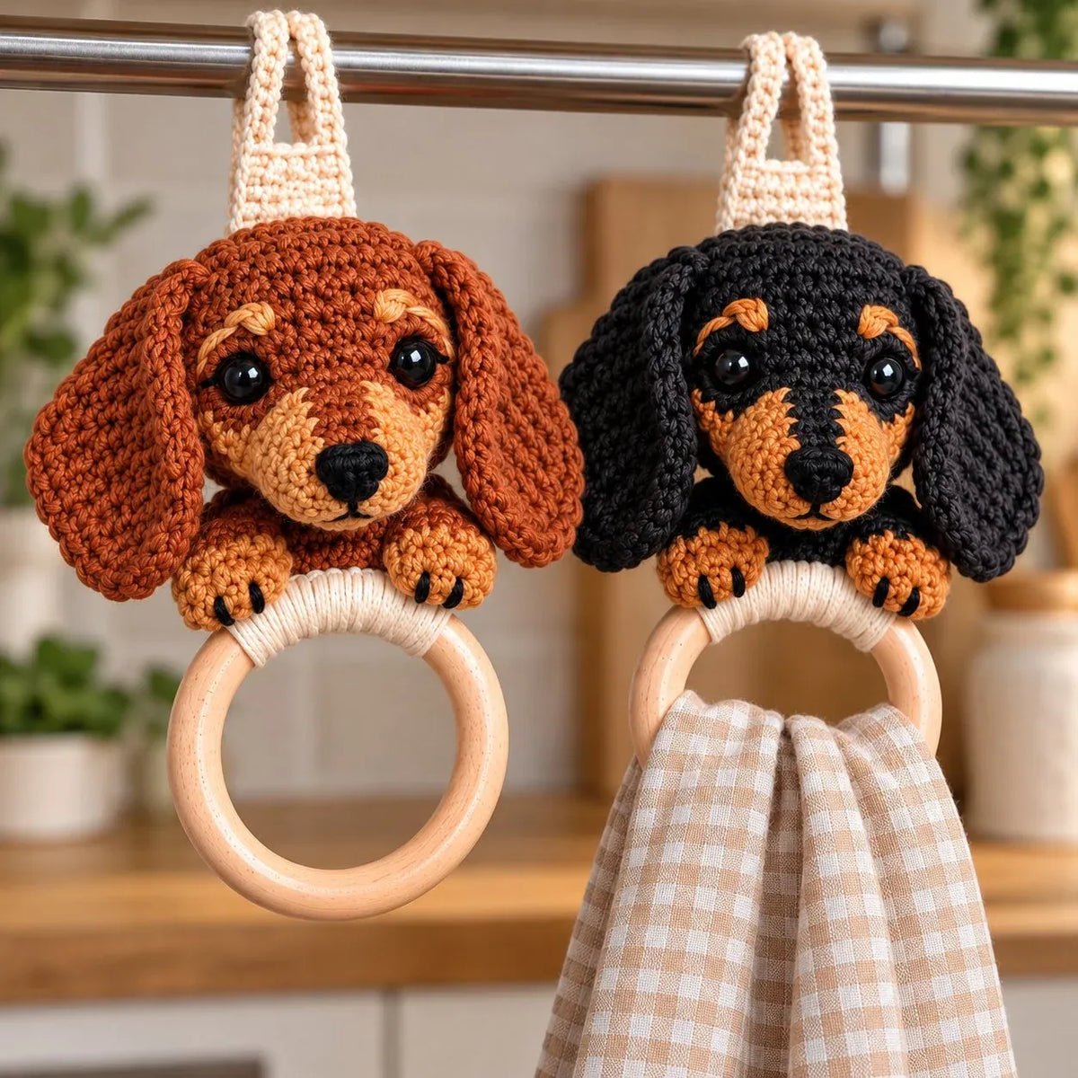 🧶 Sausage Dog Crochet Towel Holder Kit 🐶