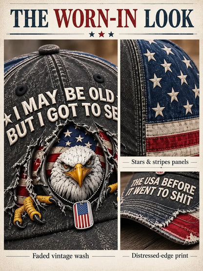 🦅🇺🇸 American Bald Eagle Embroidered Vintage Baseball Cap
