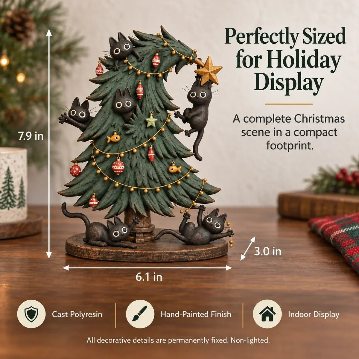 🎄 Cute Black Cat Christmas Tree Decor