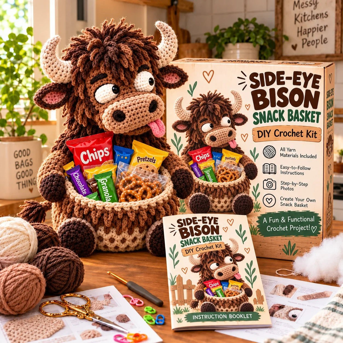 Funny Animal Crochet Snack Basket DIY Kit