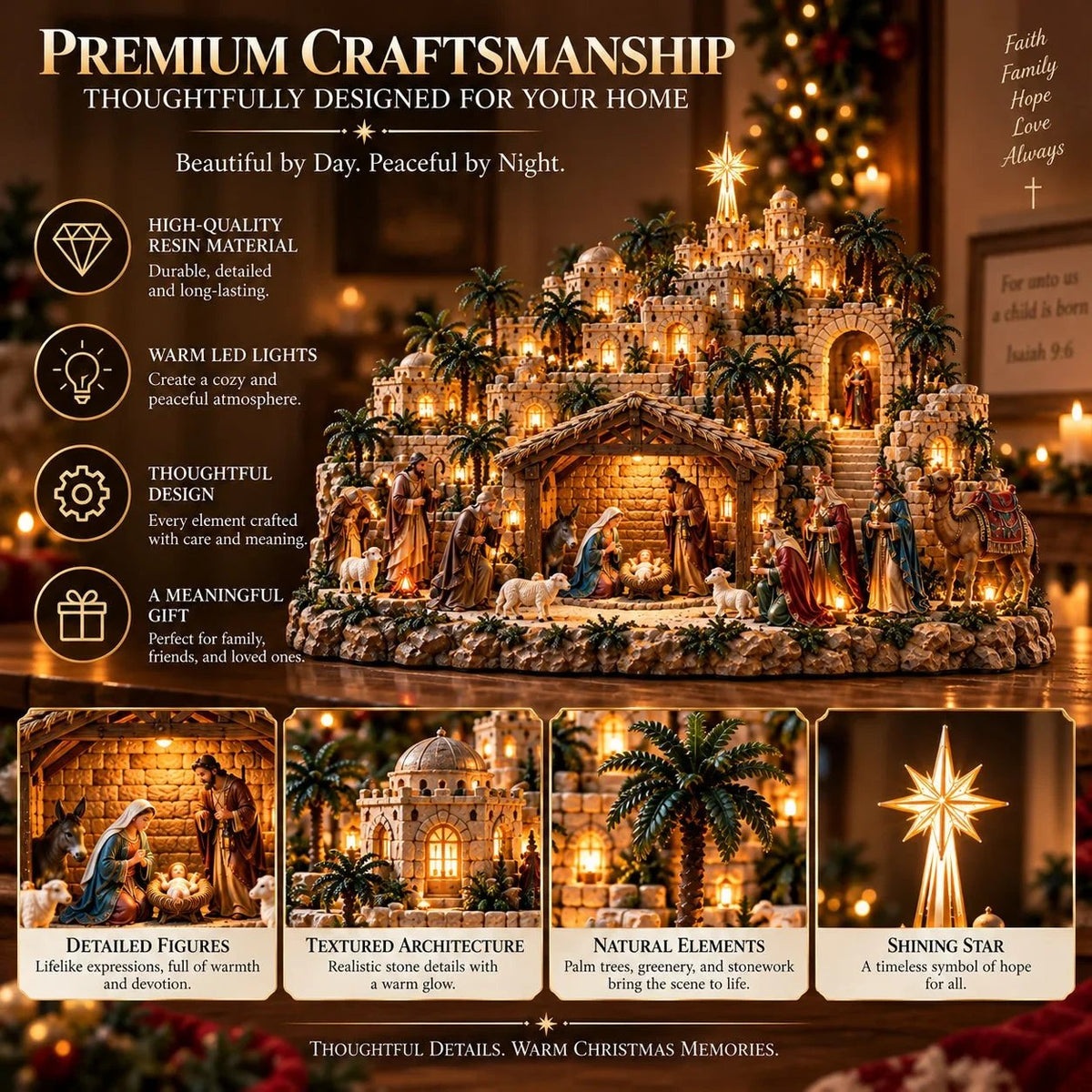 🎉✨ Remember the Night That Changed Everything! — The Holy Night of Bethlehem Illuminated Nativity Village