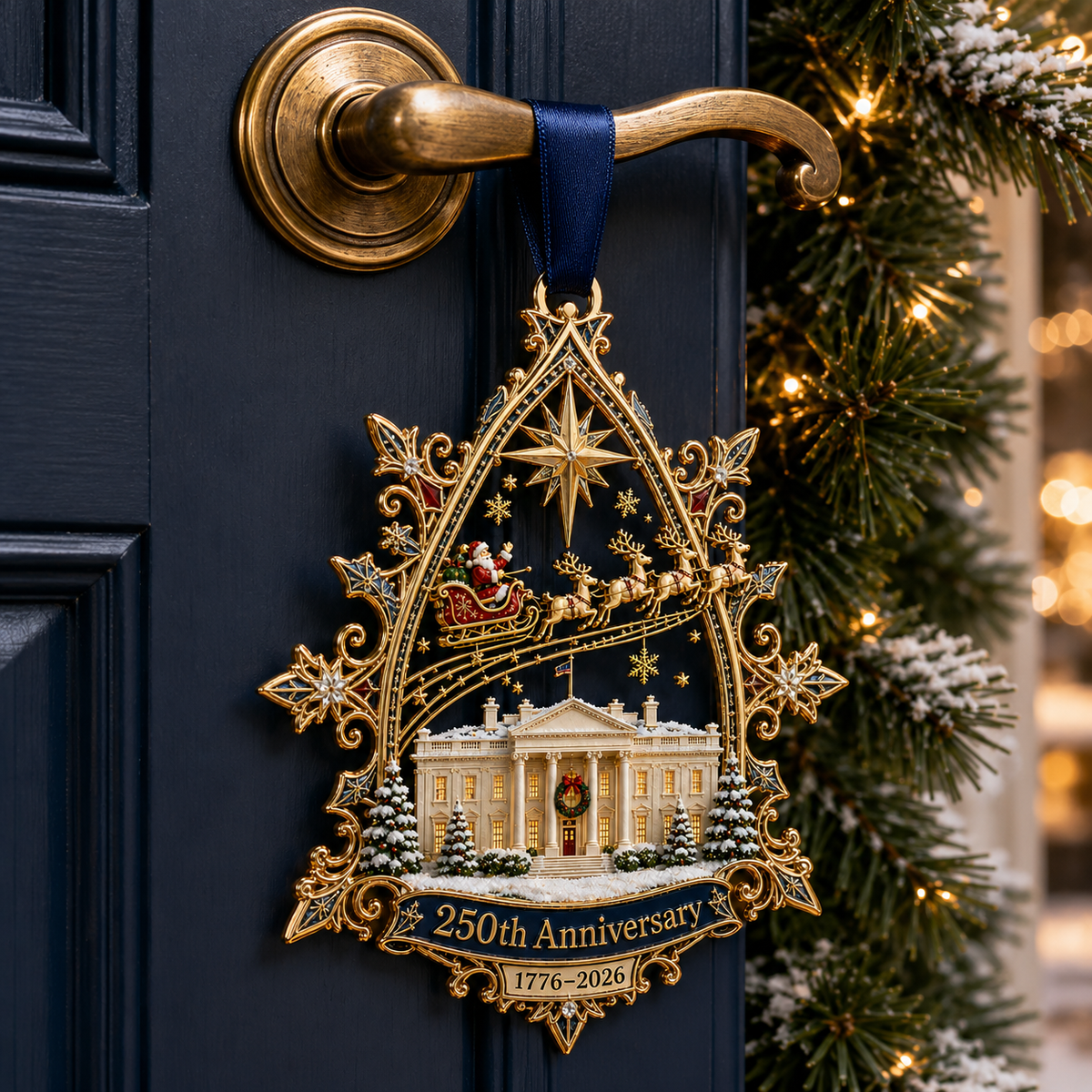 Ornament displayed on a decorative holiday hanging point