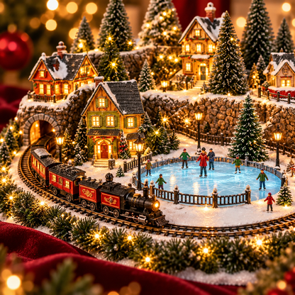 🚂🎄 Whimsical Light-Up Christmas Village — Animated Holiday Tabletop Decor