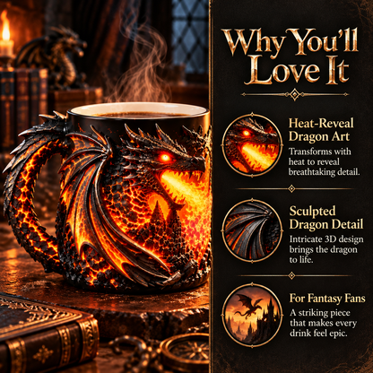 🐉✨  Dragonfire 3D Heat-Reveal Magic Mug | Add a Hot Drink. Awaken the Dragon.🔥