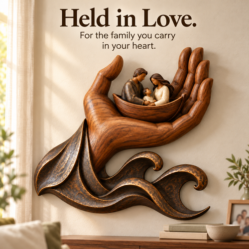 🤲 Held in His Hand – Family Boat Wall Sculpture