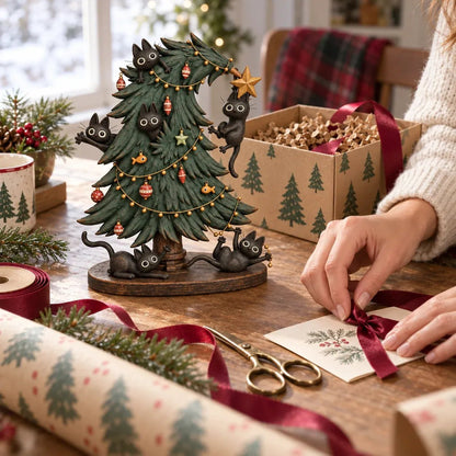 🎄 Cute Black Cat Christmas Tree Decor