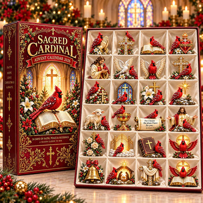 2026 Cardinal Jesus Cross 24-Day Advent Calendar – Faith-Inspired Christmas Countdown with 24 Collectible Miniatures