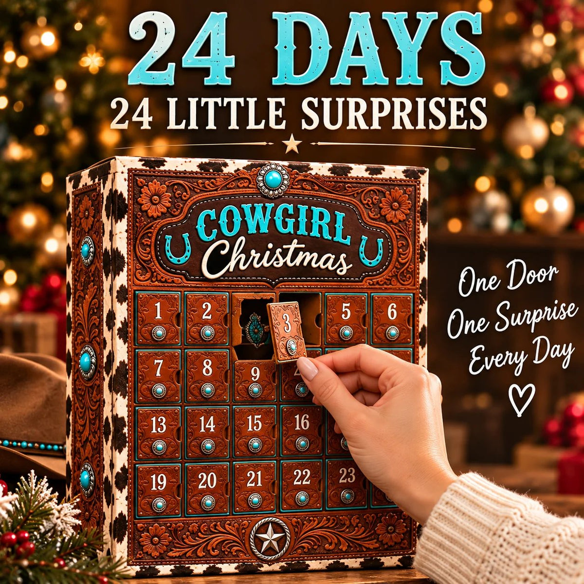 ⏳ Last Day 69% OFF – 🤠 Cowgirl Christmas Advent Calendar | 24 Days of Western-Inspired Surprises 🎄