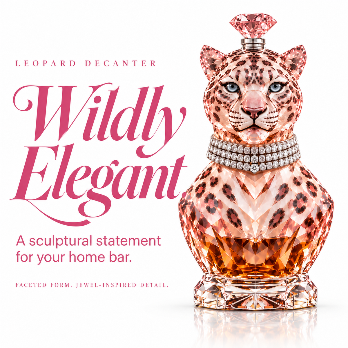 🐆 Wildly Elegant Pink Leopard — Limited Collector’s Edition | Vase, Diffuser & Decanter ✨