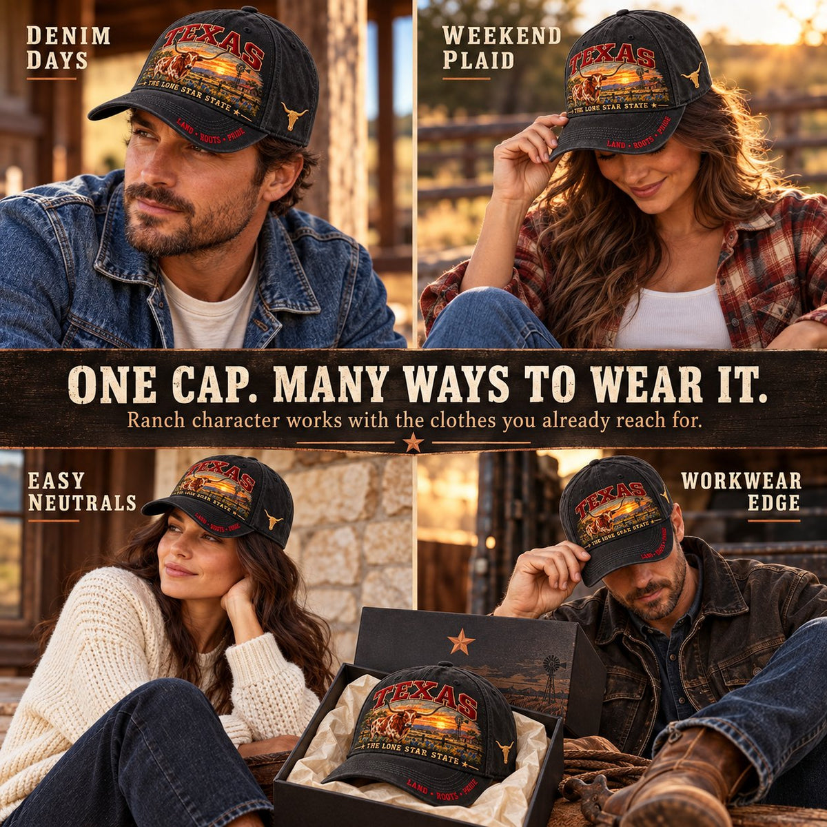 🤠 Texas Lone Star Longhorn Cap | Cotton-Poly Blend • Detailed Embroidery • Adjustable Fit