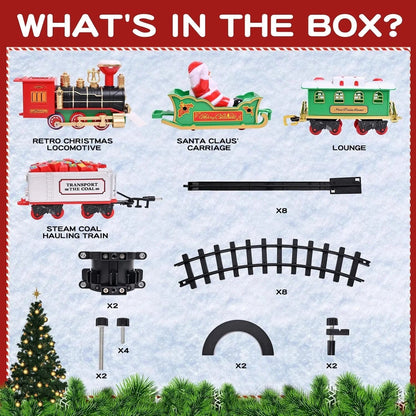 🚂🎄Electric Christmas Train Set Around Tree – Holiday Train Decoration with Lights, Sound & Smoke Effects for Kids & Family