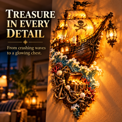 🏴‍☠️⛵🔥 Illuminated Pirate Ship Wall Lantern