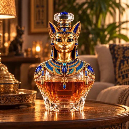 🐈 Bastet’s Royal Legacy Whiskey Decanter – Golden Egyptian Cat Collector’s Edition 🏺