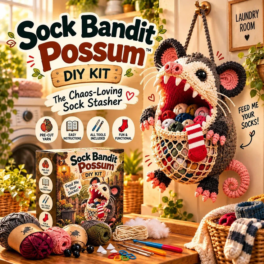 Sock Possum DIY crochet sock holder
