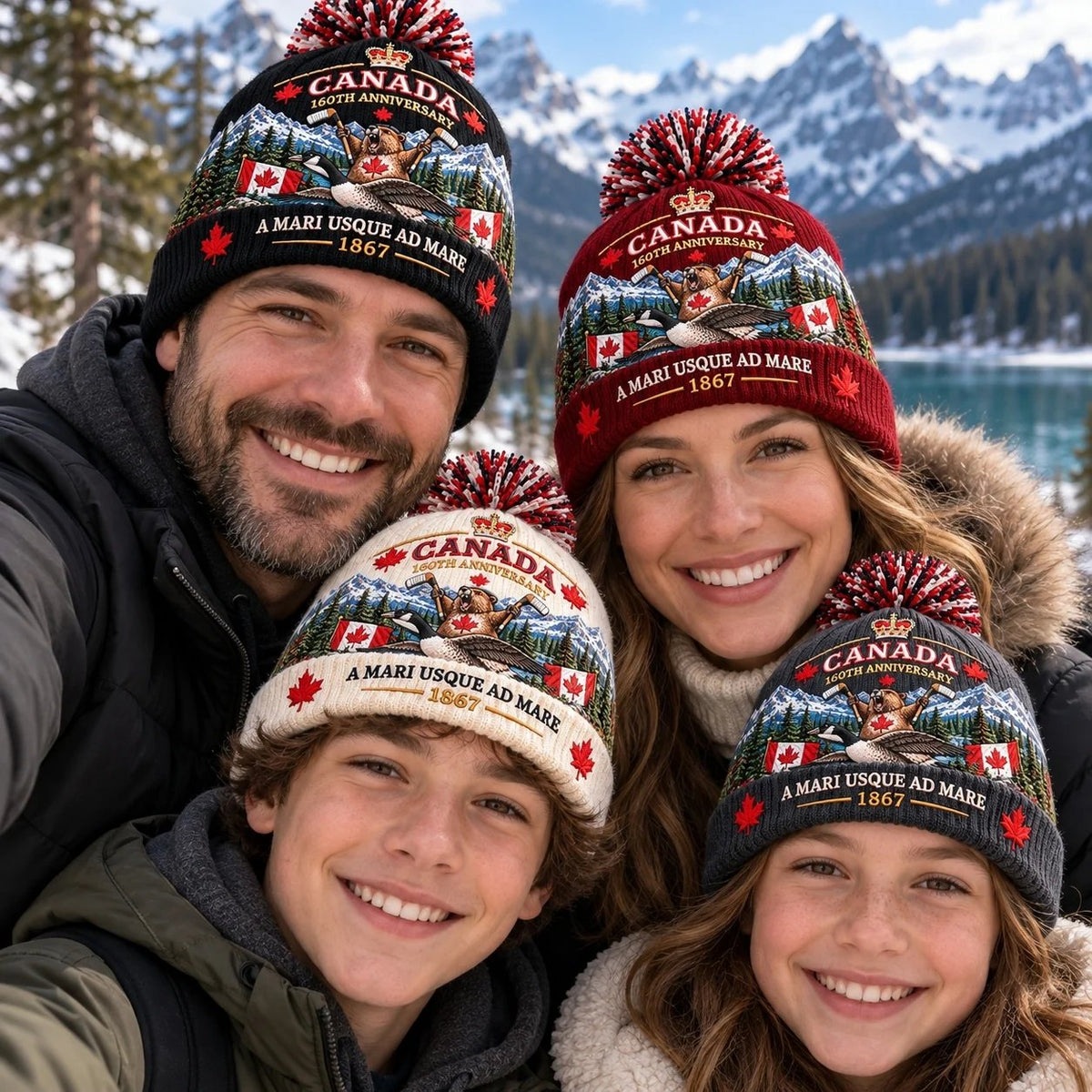 🇨🇦 Canada 160th Anniversary Knit Beanie – Soft, Stretchy & Cozy Winter Hat 🍁