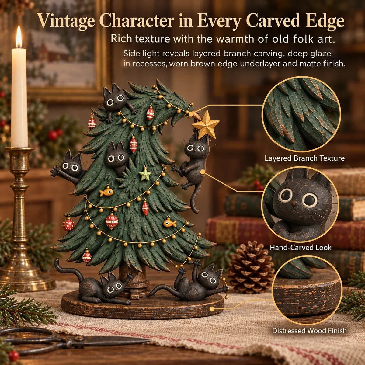 🎄 Cute Black Cat Christmas Tree Decor