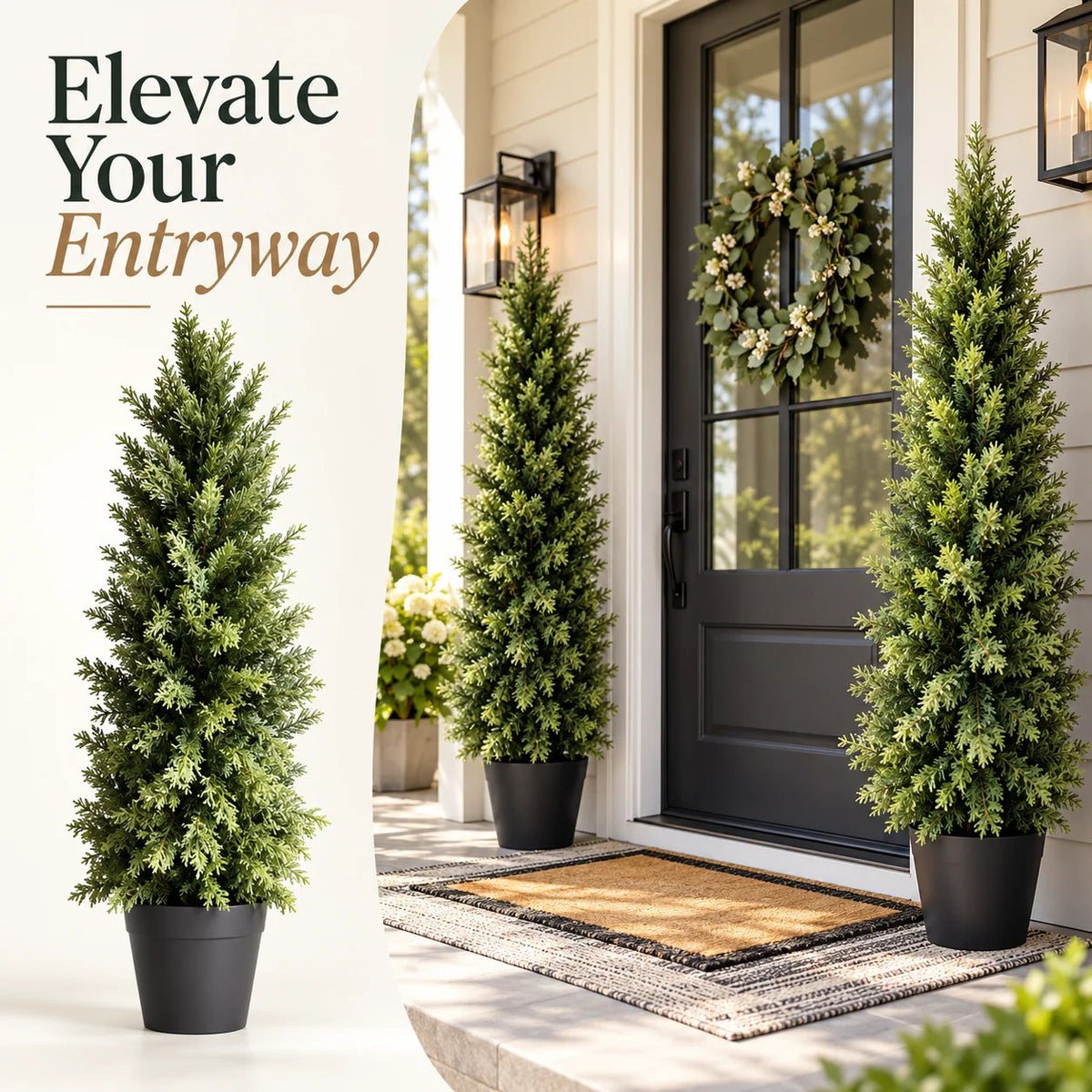 🌿 Luxury Realistic Cypress Topiary Tree – Elegant, Weather-Resistant Outdoor Décor