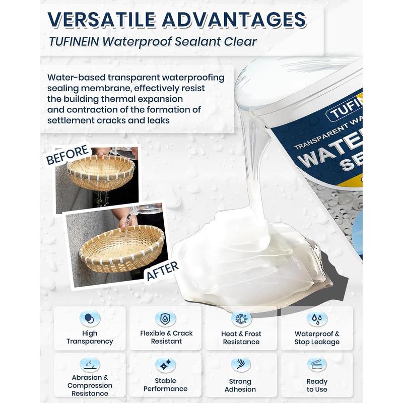 💧35oz Water-Based Transparent Waterproof Coating | Invisible Clear Sealant | Self-Leveling Waterproof Seal for Roof, Brick, Concrete, Wood &amp; Metal Surfaces