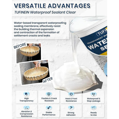 💧35oz Water-Based Transparent Waterproof Coating | Invisible Clear Sealant | Self-Leveling Waterproof Seal for Roof, Brick, Concrete, Wood &amp; Metal Surfaces