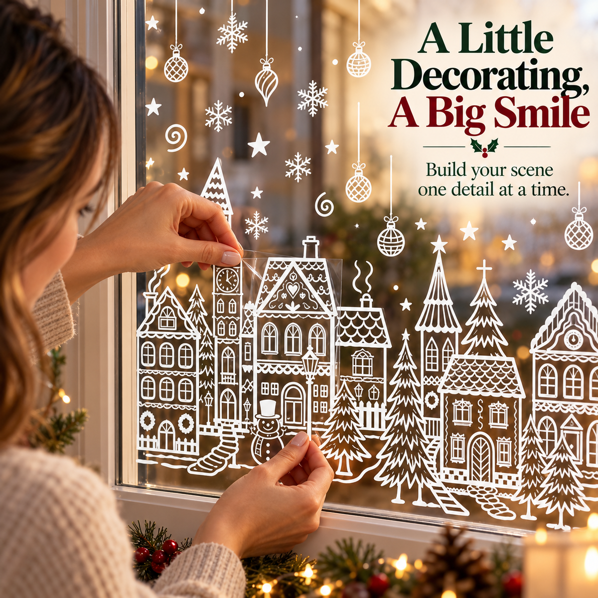 🎄 Snowy Christmas Village Window Decorations ❄️