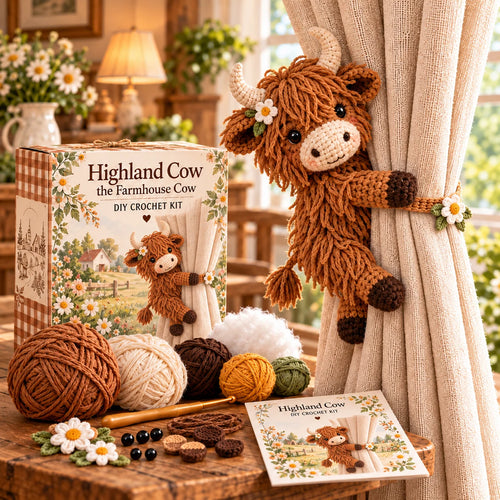 🐮 DIY Crochet Farm Animal Curtain Tieback Kits
