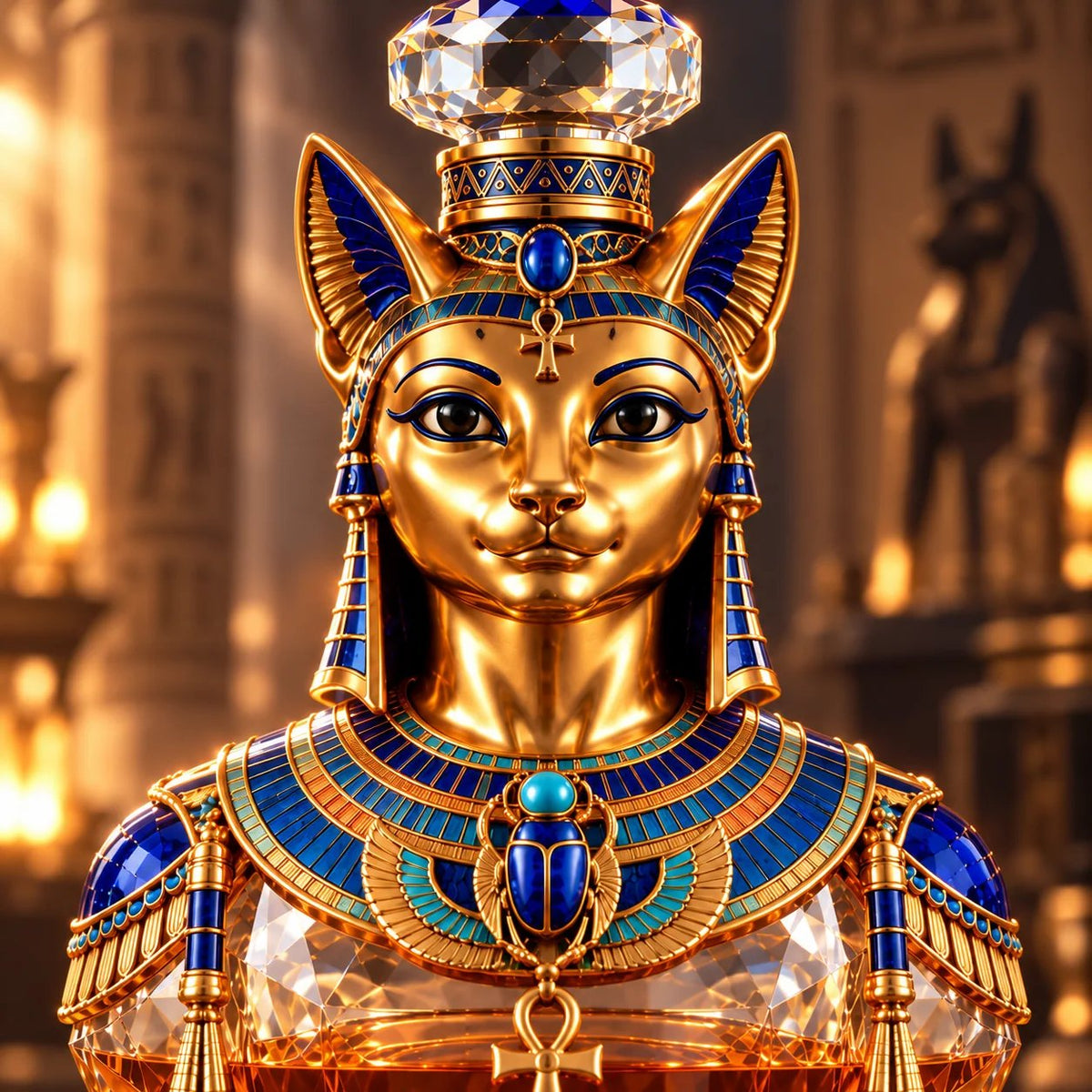 🐈 Bastet’s Royal Legacy Whiskey Decanter – Golden Egyptian Cat Collector’s Edition 🏺