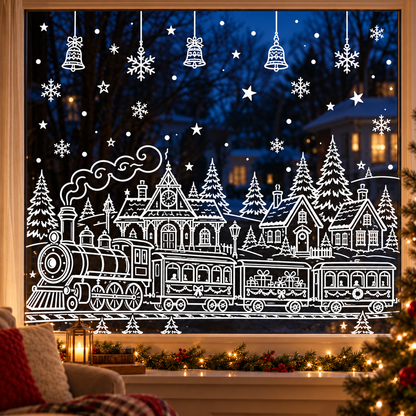 🎄 Snowy Christmas Village Window Decorations ❄️