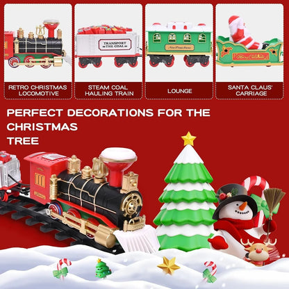 🚂🎄Electric Christmas Train Set Around Tree – Holiday Train Decoration with Lights, Sound & Smoke Effects for Kids & Family