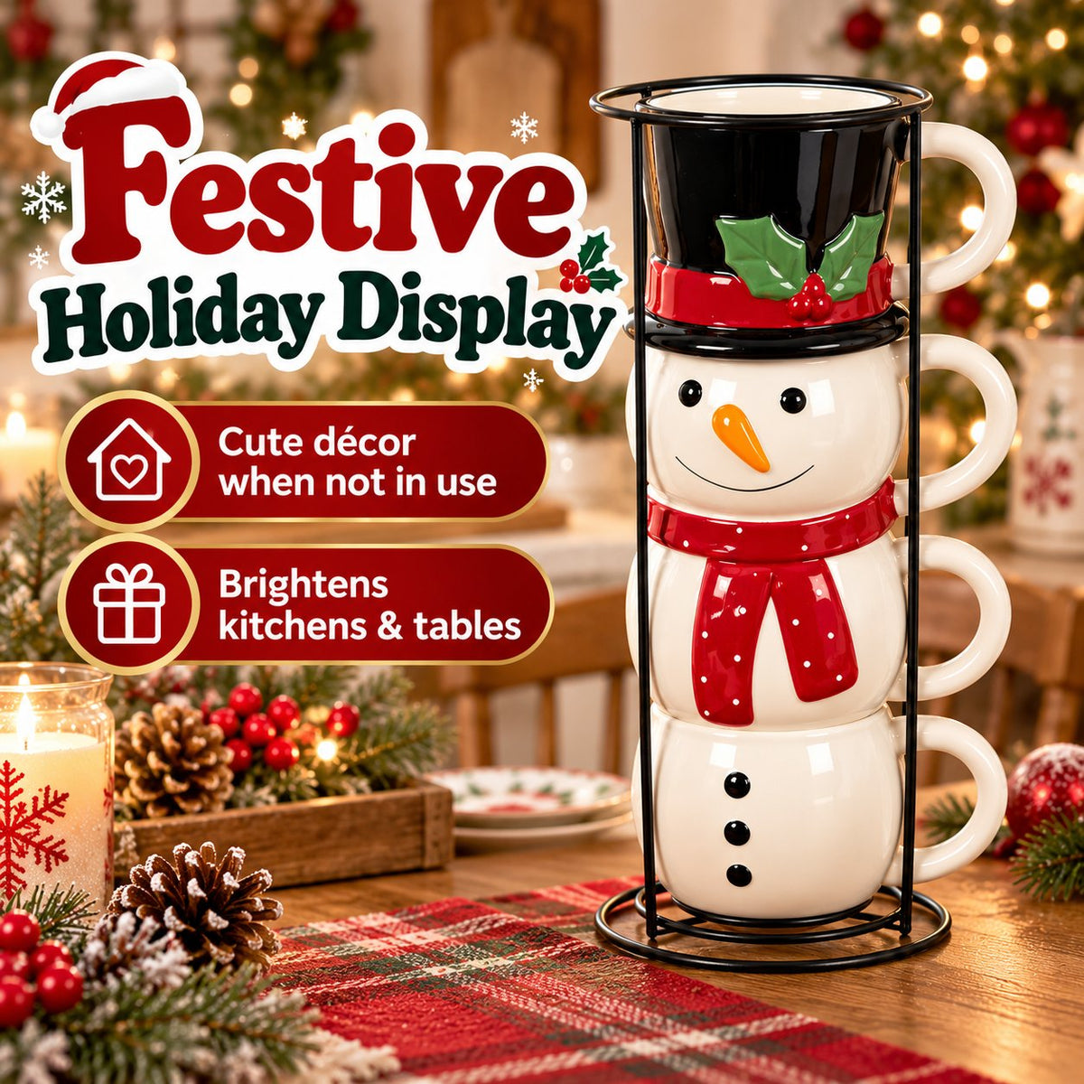 ☃️🎄 Snowman Stacking Cups — Create A Cozy Winter Moment With Every Sip!
