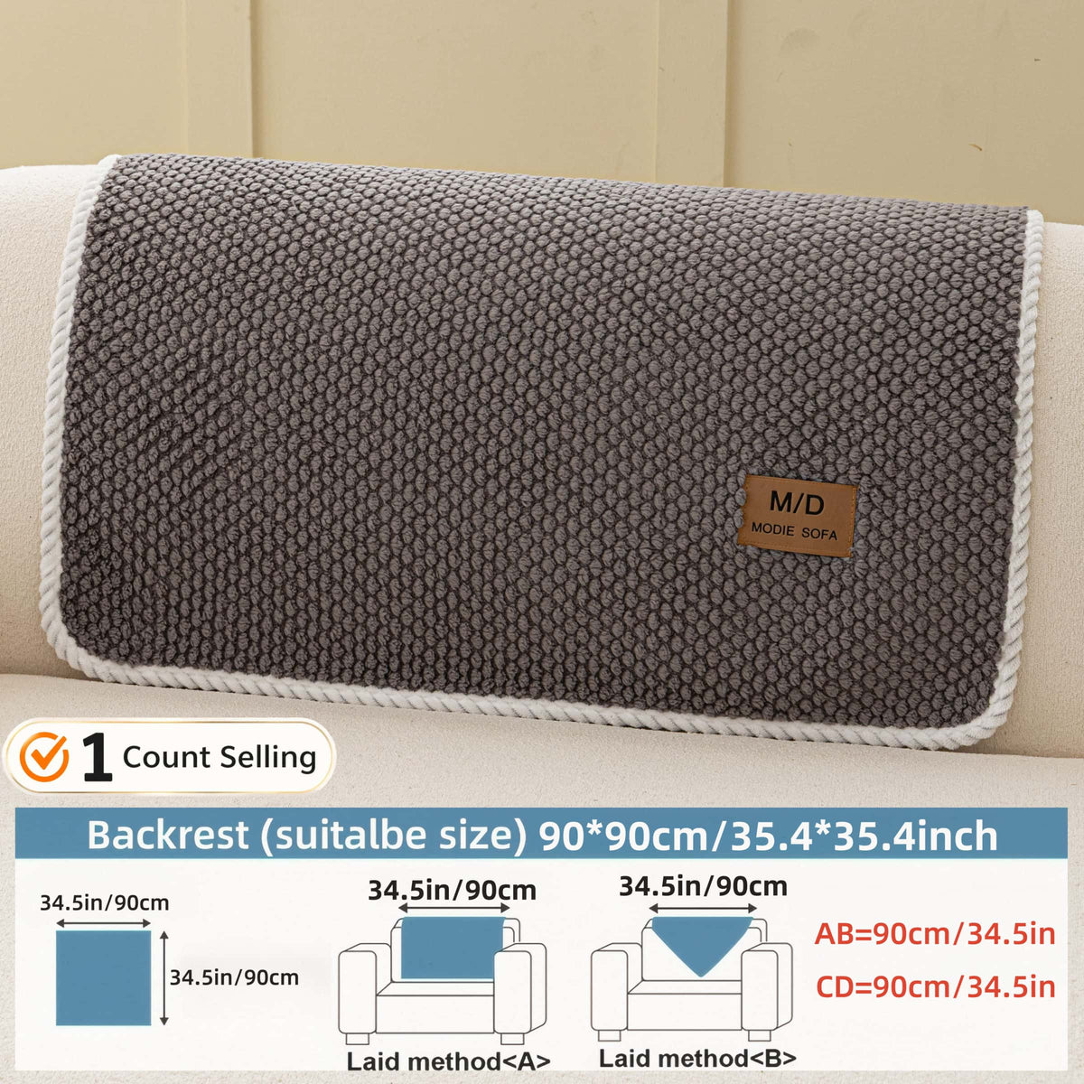 Removable Sofa Cover, Non-Slip Polyester