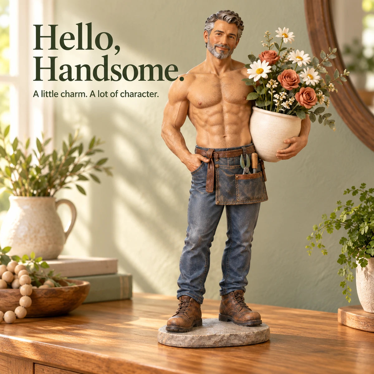 🌹The Handsome Gardener – Muscle Man Flower Vase