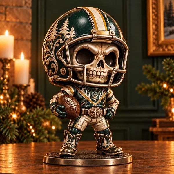 Green forest skull football figure
