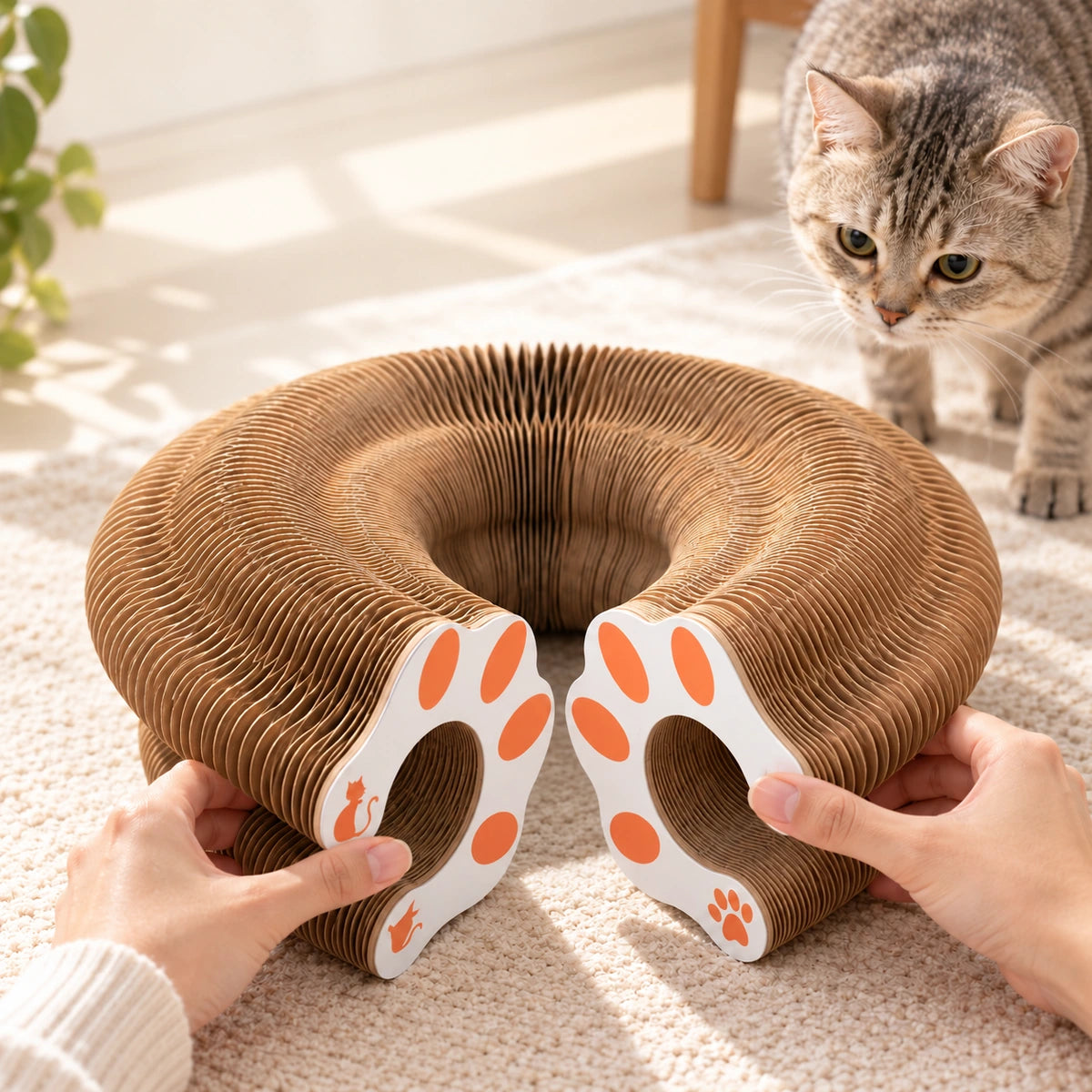 Hands joining the paw-shaped magnetic end plates