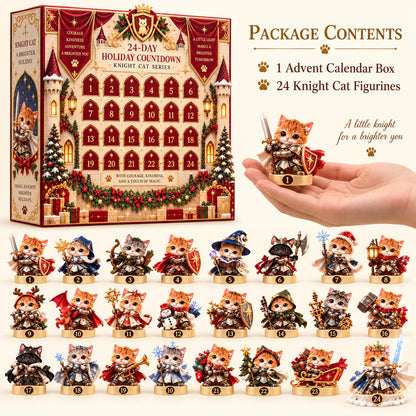 🐱⚔️ 24-Day Knight Cat Advent Calendar – 24 Unique Fantasy Warrior Kitten Figurines, Magical Christmas Countdown Collectibles & Gifts 🎄🎁