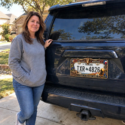 🐂 Texas Longhorn Western Metal License Plate Frame – Vintage Cowboy & Lone Star Ranch Gift 🤠