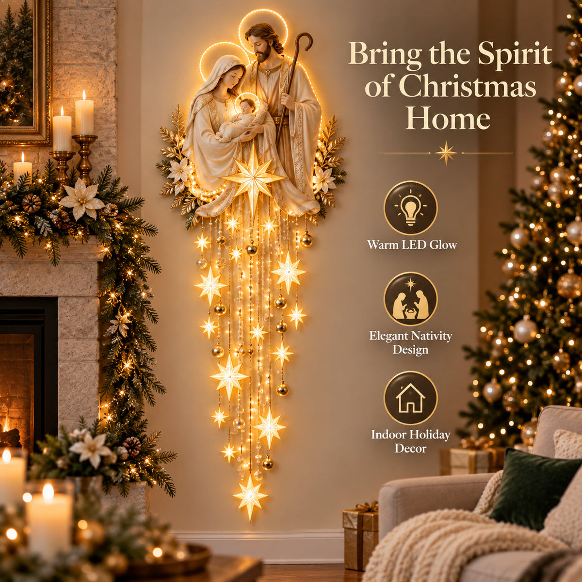 ✝️✨AuraNativity™ Cascading Lighted Wall Art – A Cascading Holiday Heirloom