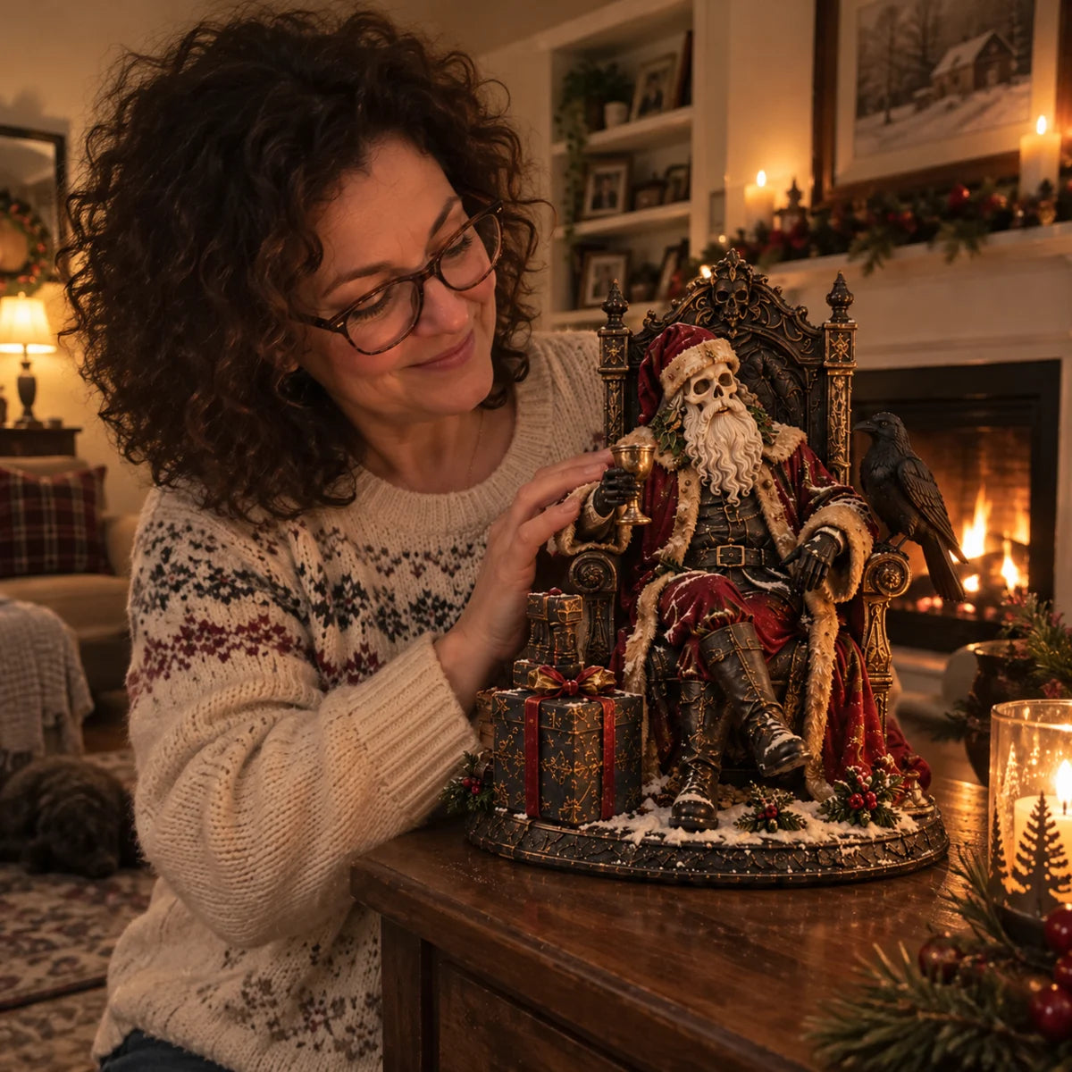 Gothic Santa Throne figurine in a home setting