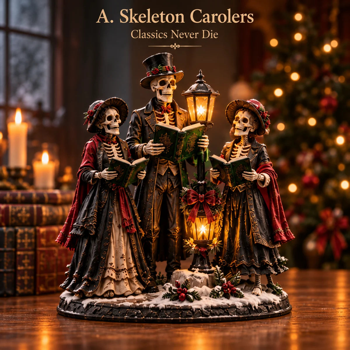 Skeleton Carolers gothic Christmas figurine